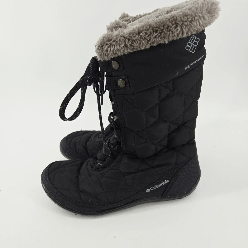 Columbia Boots‎ Womens 6 Black Quilted Mid Calf Faux Fur Winter Snow Omni-Grip